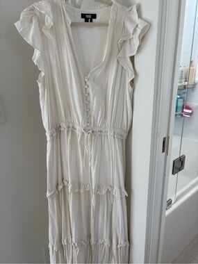 PAIGE Ivory Ruffle-Tier Maxi Dress